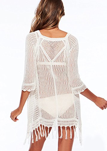 Sommer Damen Bademode Stricken Mini Strandkleid Sexy Beach Lace Bikini Dress - 2