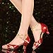 Produktbild XIAMUO Nicht anpassbar - Die Frauen tanzen Schuhe Leder/Lack Leder Leder/Lackleder Latin Heels kubanischen HeelPractice/Beginner/, Rot, Us8.5/EU39/UK6.5/CN 40