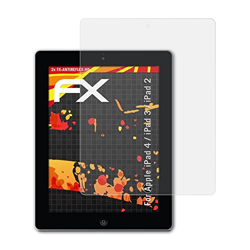atFoliX Protector Película Compatible con Apple iPad 4 / iPad 3 / iPad 2 Lámina Protectora de Pantalla, Revestimiento antirreflejos HD FX Protección de Pantalla (2X)