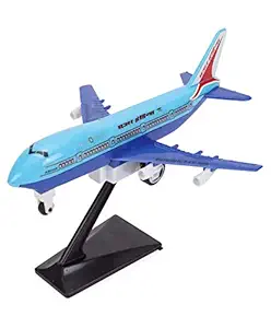 JOY STORIES Jumbo 747 Aeroplane/Big Pull Back Action Toy for Kids / Air Plane Scale Desk Model (Blue)