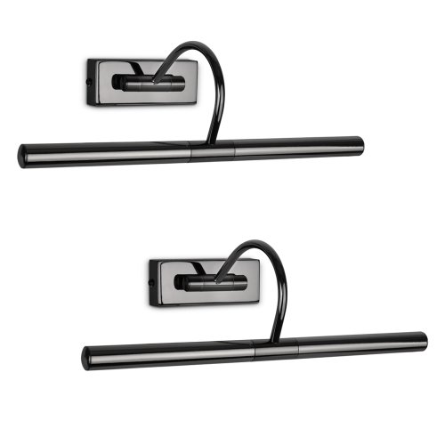 MiniSun | Capri Adjustable Black Chrome Mains Powered Display Wall Lights | Hardwired Picture & Display Lights, Home Décor & Improvement Essential | Set of 2