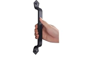 WANLIAN Maniglia per porta in ghisa antica da 11 ", solida, maniglia per porta, maniglia per porta della stalla, nera