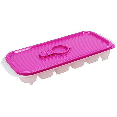 COM-FOUR® 3er Set Eiswürfelbereiter in tollen Farben mit praktischer Einlassöffnung im Deckel - 5