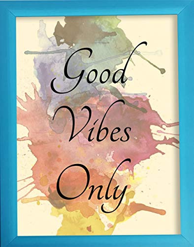 PRINTELLIGENT Good Vibes Only Quote Framed Wall Poster A4 (Multicolor,11.6 X 8.2) Inches Design015