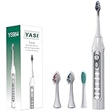 Portátil Cepillo de dientes Eléctrico de Limpieza Profunda, Dentista Recomienda Recargable de Sonic Cepillo de dientes agua IPX7 Smart Timer 3 de Reemplazo con Cabezales Tres limpiadores de le(Blanco)