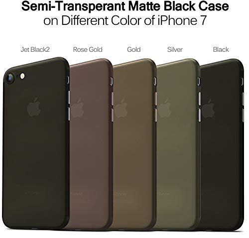 TOZO para iPhone 7 iPhone 8 Funda  0 35mm  Ultrafino   Ajuste perfecto   World s m  s delgado Hard Protect Funda Back Cubrir Bumper   Semi-transparent   Ligero 4 7 inch  Matte Moca negro 