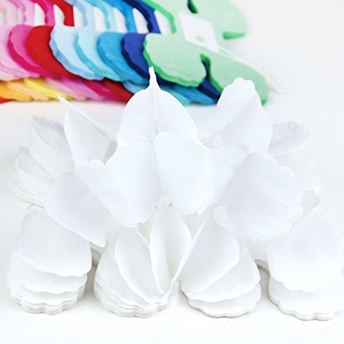 SUNBEAUTY 3er Set 3 Meter Viele Farben Papier Blumen Girlande Deko für Party Hochzeit Geburtstag Feier (Weiß) - 5