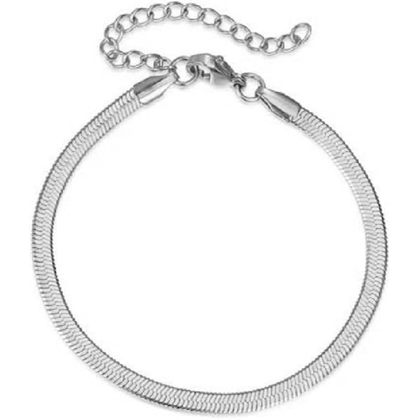 Only Faith Bracciale Piatto Donna Serpente Cubano – Catena In Acciaio Inox 316L, Placcato Oro 18K, Ipoallergenico, Regolabile 18+5 Cm