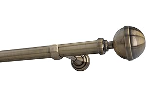 Sento 25mm Metall Gardinenstange Vorhangstange 1-läufig Messing Antik Classic BONA 140 cm (1x140cm)