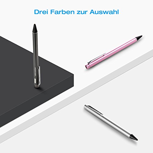 Poweradd elektronischer aktiver Stylus Stift, prÃ¤ziser aufladbarer Eingabestift kapazitiv mit dÃ¼nner Spitze, tolles GefÃ¼hl beim Spielen, Zeichnen und Schreiben auf Touchscreen Apple iPhone, iPad, iPad Mini, iPad Air 2, Handys, Smartphones Tablets, Grau