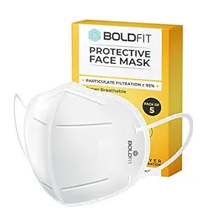 Boldfit N95 face mask for men and women (Pack of 5) N95 mask PM 0.3 Filtration BIS Approved Masks N95 Masks Reusable and Comfortable for protection from Pollution