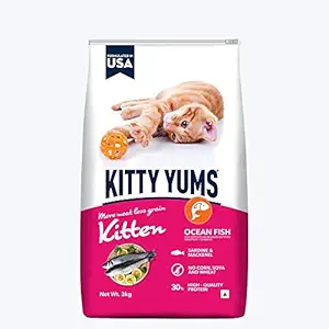 Kitty Yums Kitten (1-12 Months) Dry Cat Food - Ocean Fish (3Kg)