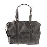  LECONI Shopper Vintage-Look Damen Henkeltasche Schultertasche Echt-Leder Natur Damentasche Ledertasche Umhängetasche Handtasche Leder 37x28x15cm grau LE0034-wax