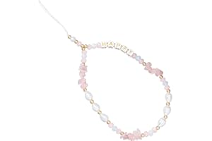 Zeayebsr 1 Stück Rosa Boho Anti-Lost Handy Kette Handy Strap Retro New Acryl Perlenkette Bunte Perlenkette Handy Charm Handy Halskette Handy Schmuck Anhänger Kette für Frauen.