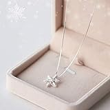 Thumby S925 Silber Halskette Literarische Blätter Kurze Schlüsselbeinkette Sweet Snowflake Necklace, S925 Silberkette, Wie Gezeigt