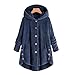 Produktbild Mymyguoe Mode Frauen Knopf Mantel Flauschige Schwanz Tops Mit Kapuze Pullover Lose Pullover Lose Tunika Top Oversized T-Shirt Sweatshirt Warme Plüsch Gefüttert Oberteile