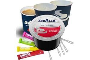 PROXI Lavazza Blue TOP CLASS INTENSO ESPRESSO x100 Capsules café avec 100 gobelets Lavazza Blue Kraft + Sucres Lavazza et touillettes agitateurs offre Professionnelle