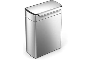 simplehuman CW2018 poubelle de recyclage à touch-bar, poubelle de cuisine, tri selectif 2 bacs, double compartiments, acier inoxydable brossé, 48 litres (24/24)