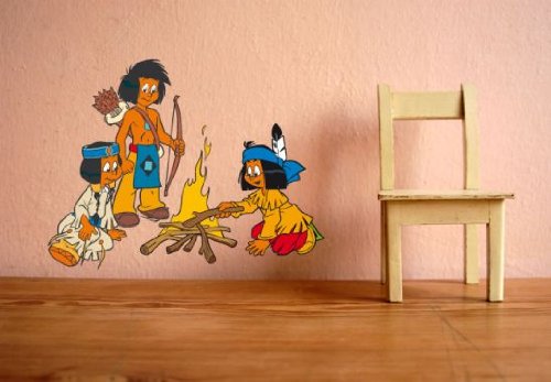 Wandtattoo - Yakari am Lagerfeuer - Größe: 39x30 cm