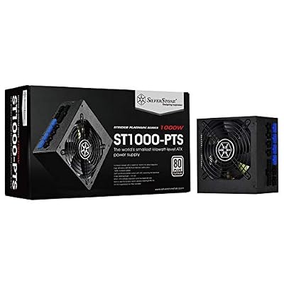 SilverStone SST-ST1000-PTS - Série Strider Platinum, 1000W 80 Plus Platine ATX Alimentation PC, bruit réduit, Ventilateur HYB 120mm, Profondeur de 140mm, Cblage 100% modulaire