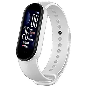 Tokdis Smart Band TKSM5  Fitness Band, 1.1-inch Color Display, USB Charging, 3 Days Battery Life, Activity Tracker, Men's and Women's Health Tracking, White Strap