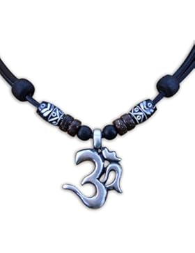 HANA LIMA ® Surferhalskette Om Shiva Buddha Indien Halskette Lederkette Surferkette