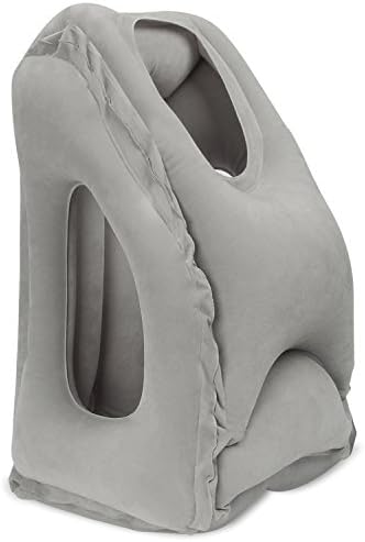 Inflatable Travel Pillow,SENQIAO Lightweight and Portable Multifunctional Soft PVC Head Neck Rest Pillow for Airplanes, Cars, Buses, Trains, Office Napping, Camping(Grey)
