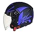 Produktbild Helm Jethelm Motorrad Rollerhelm Offenes Gesicht Sonnen-Visier - ECE Genehmigt Blau - L (59-60cm)