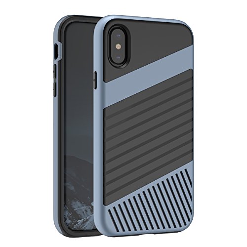 IPhone X Funda Case  TOTOOSE Soft TPU   PC con 2 en 1 Caso Anti-Scratch Anti- Drop Full Hybrid-Cuerpo Protector Completo del Cuerpo Cover Per IPhone X  Azul 