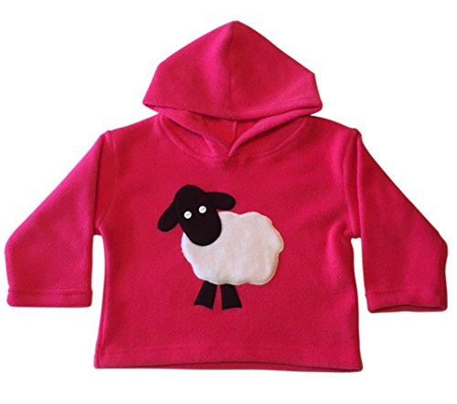 FHA10P CozyBear Pink Fleece Hoody Top with Sheep - age 3 to 4 years