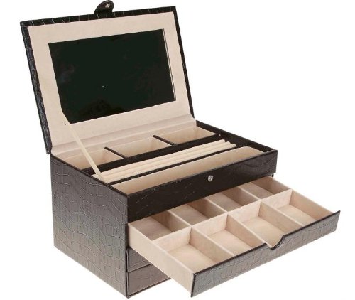 Preisvergleich Produktbild Hochwertiger edler Schmuckkoffer Schmuckkasten - B-Ware mit wenig sichtbaren Druckstellen am Deckel