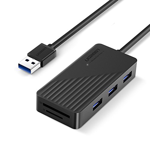 USB Kartenleser UGREEN USB 3.0 Hub 3 Port mit SD TF Kartenlesergerät für Windows 10/8.1/8/7/Vista/XP, Mac OS X, Linux und Windows Surface Pro,IdeaPad, MacBook Air usw
