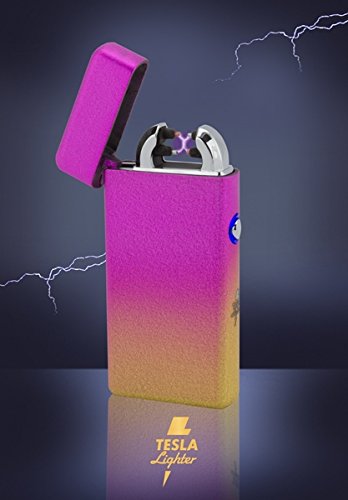 Tesla Lighter T08 Lichtbogen Feuerzeug USB Feuerzeug Arc Lighter elektronisches Feuerzeug wiederaufladbar Double-Arc verschiedene Farben und Muster (Farbverlauf Lila Orange)