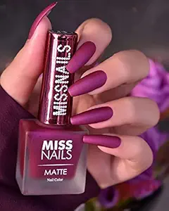 Miss Nails 15 Toxic Free Nail Color Matte Finish Matte Collection (8 ml ) (Bubble Wine) (1)
