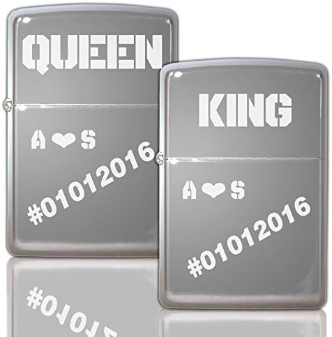 2 x Original Zippo Polished Chrome with Motif and |einseitige Engraving |bild and Engraved on your Zippo. unikat| Personal and Personalized Zippo | Gravina Quality ohne Geschenkebox
