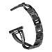 Produktbild Für Fitbit Versa Lite Armband,Colorful Bling Kristall Metall Replacement Wrist Band Strap Edelstahl Watchband Uhrenarmband mit Interlock-Verschluss für Fitbit Versa Lite (Schwarz)
