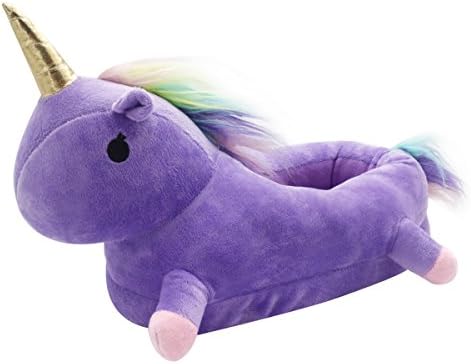 Women Unicorn Slipper Winter Plush Indoor Shoes Warm Cartoon OneSize for UK 3-6 (White Pink Purple)