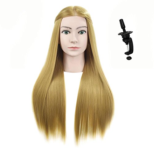 68,6 cm testa di manichino per parrucchiere manichino da parrucchiere manichino Doll capi synthetic Hair styling training Head with free Table clamp