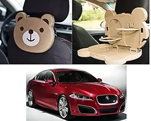 Oshotto Present Cartoon Style Foldable Back Seat Drink Holder & Food Tray Storage Orgnizer Table Compatible with Jaguar XF XS (Beige)