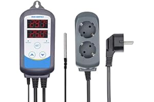 Inkbird ITC-310T-B Régulateur de Température Programmable 12 Périodes,Prise Thermostat Chauffage Refroidissement à 2 Relais 220V pour Terrarium,Cuve Brassage,Pompe à Bière,Fermentation,Serre