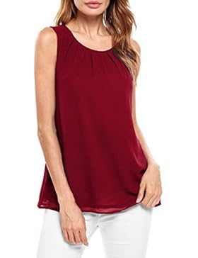 Beyove Damen Ärmellose ChiffonBluse Sommer Elegant Weste Top Hemdbluse Sommerbluse loose fit