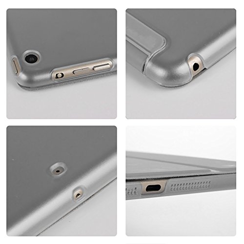 Almondcy schmale iPad Hülle für Apple iPad mini1 & iPad mini2 & iPad mini3 (mit eingebautem Ständer und Front/Rücken Schutz und eingebautem Magnet, Schlaf/Wecken Funktion) schwarz iPad Mini1/2/3 - 4