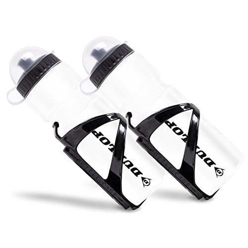 2x Dunlop Trinkflasche 750 ml Kunststoff mit Flaschenhalter weiß