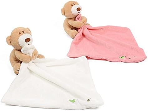 Deylay Baby Infant Newbron Supper Soft Appease Towel Comfort Blanket Toy Dolls (Pack of 2) Pink+White
