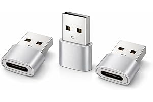 Pack de 3 Adaptateurs USB-A vers USB-C – Compatible Apple iPhone 15/16 / 17, iPad, AirPods – Samsung Galaxy S23 / S24 / S25 – Charge Rapide & données (Argent)