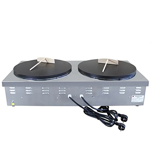 Beeketal ‚BC40-2‘ Gastro Doppel Crepes Maker mit 2x Ø 400 mm antihaft Crepesplatten, 50 – 300 °C stufenlos einstellbar, Platten separat regelbar, Profi Crepiere im Edelstahl Gehäuse mit extra Schublade - 5