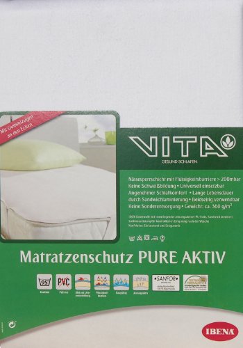 Ibena 5516 Molton Matratzenschutz Pure Aktiv ca. 140x200 cm (Wasserdichte Betteinlage) hygienisch, angenehm & kochfest aus 100% flauschige Baumwolle Farbe Weiß