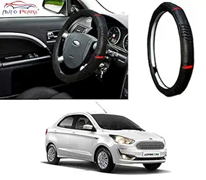 Auto Pearl Ring Type Car Steering Wheel Cover (Diamond Plus Black Red) for - Figo Aspire 2019