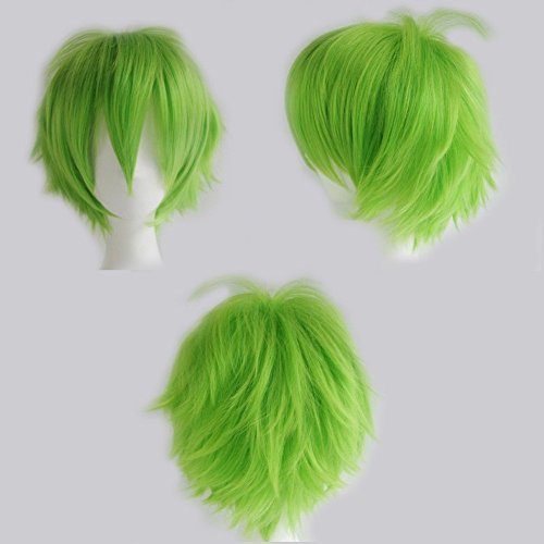 S-noilite Unisex Anime Fashion Short Wig Cosplay Party Straight Hair Cosplay Full Wigs (Green)