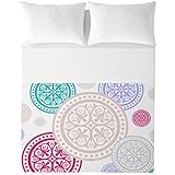 Devota&Lomba Juego De Sábanas Medallones Blanco/Multicolor Cama 105 (180 x 270 cm + 45 x 120 cm)